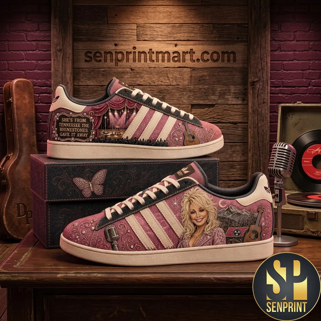 Dolly Parton Tennessee Rhinestone Graphic Casual Shoes