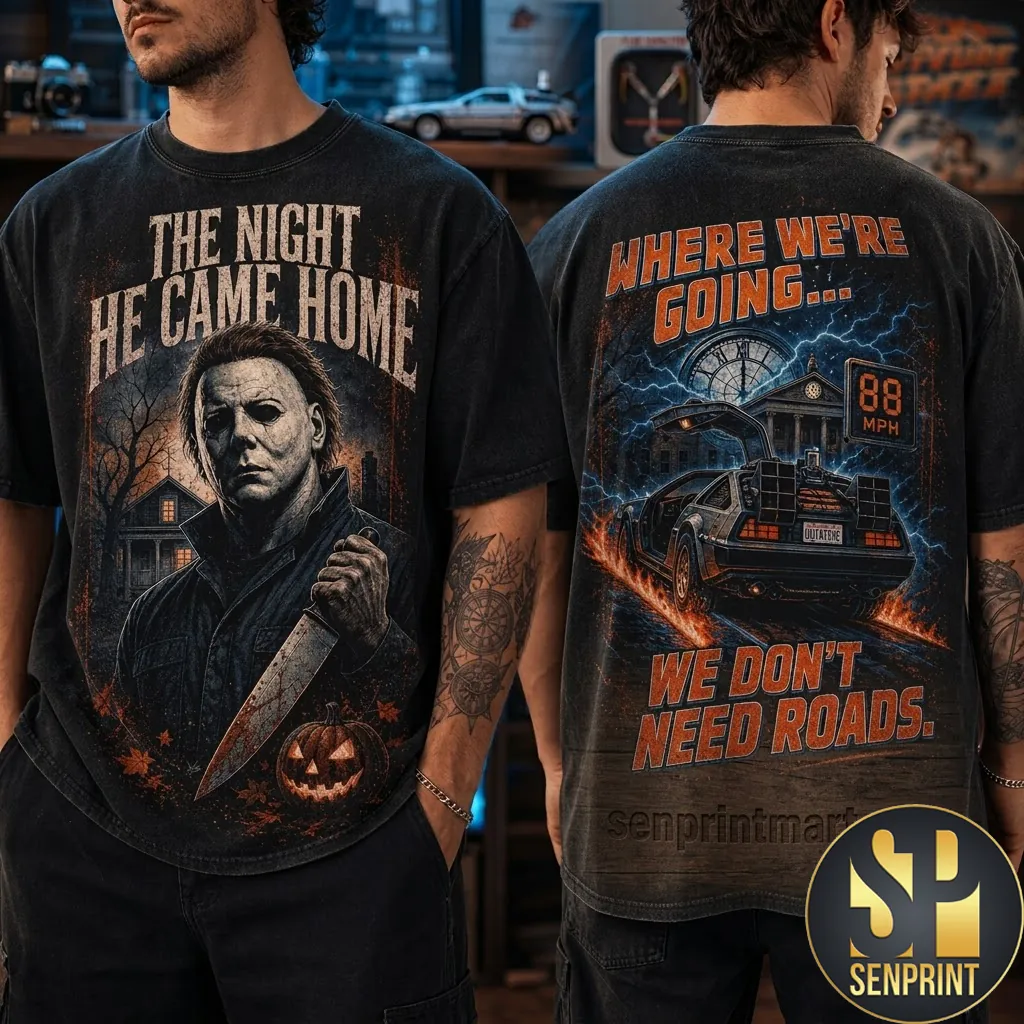 Michael Myers Halloween Back To The Future Vintage Graphic T-Shirt