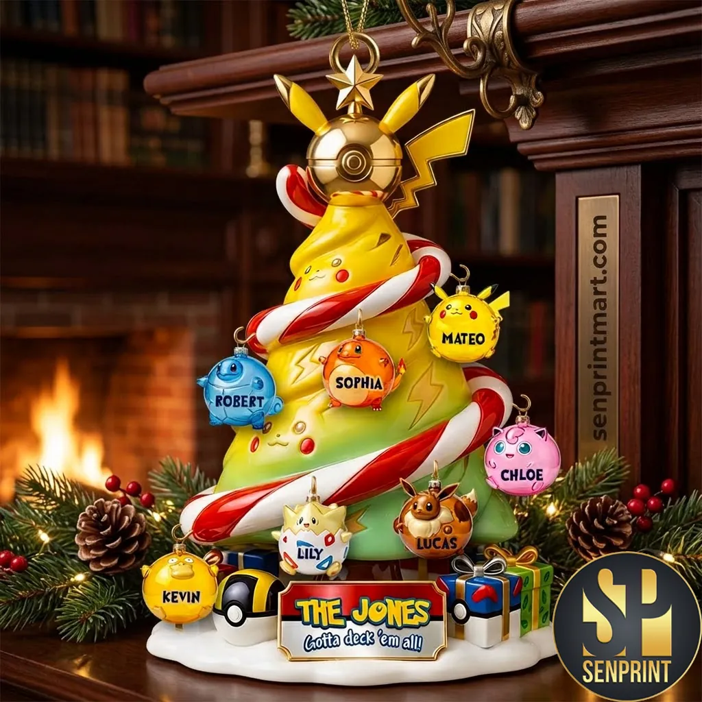 Personalized Pokemon Christmas Tree Ornament Family Keepsake Decoration