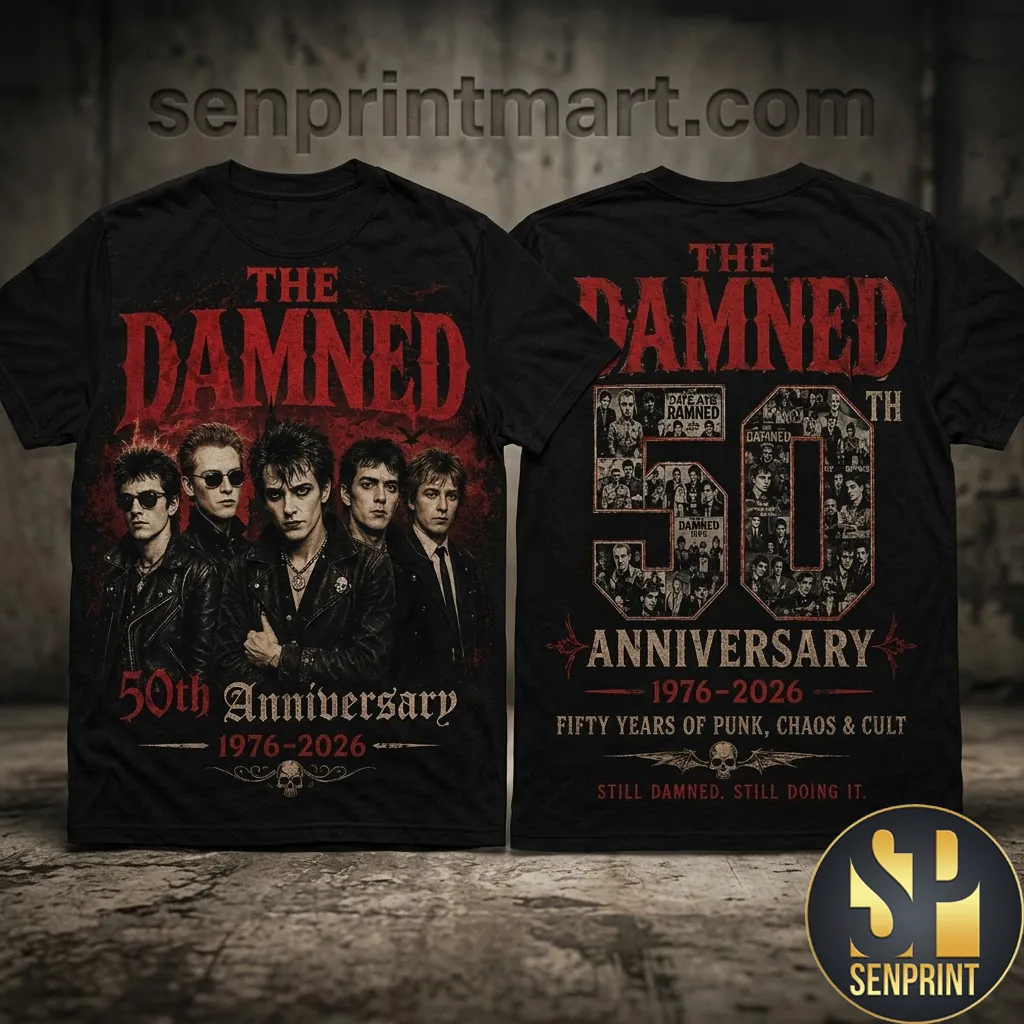 The Damned 50th Anniversary 1976-2026 Punk Rock Graphic T-Shirt