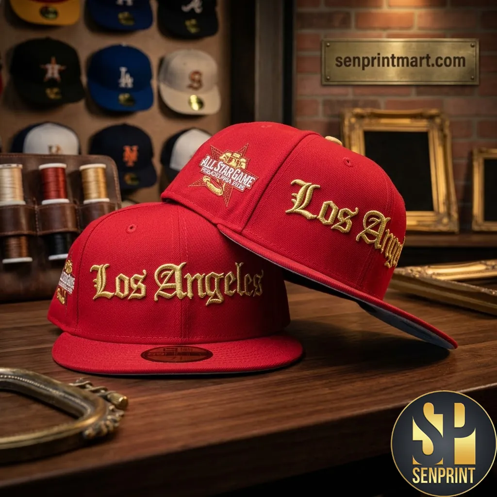 Los Angeles Dodgers 2026 All Star Game Red Gold Fitted Hat