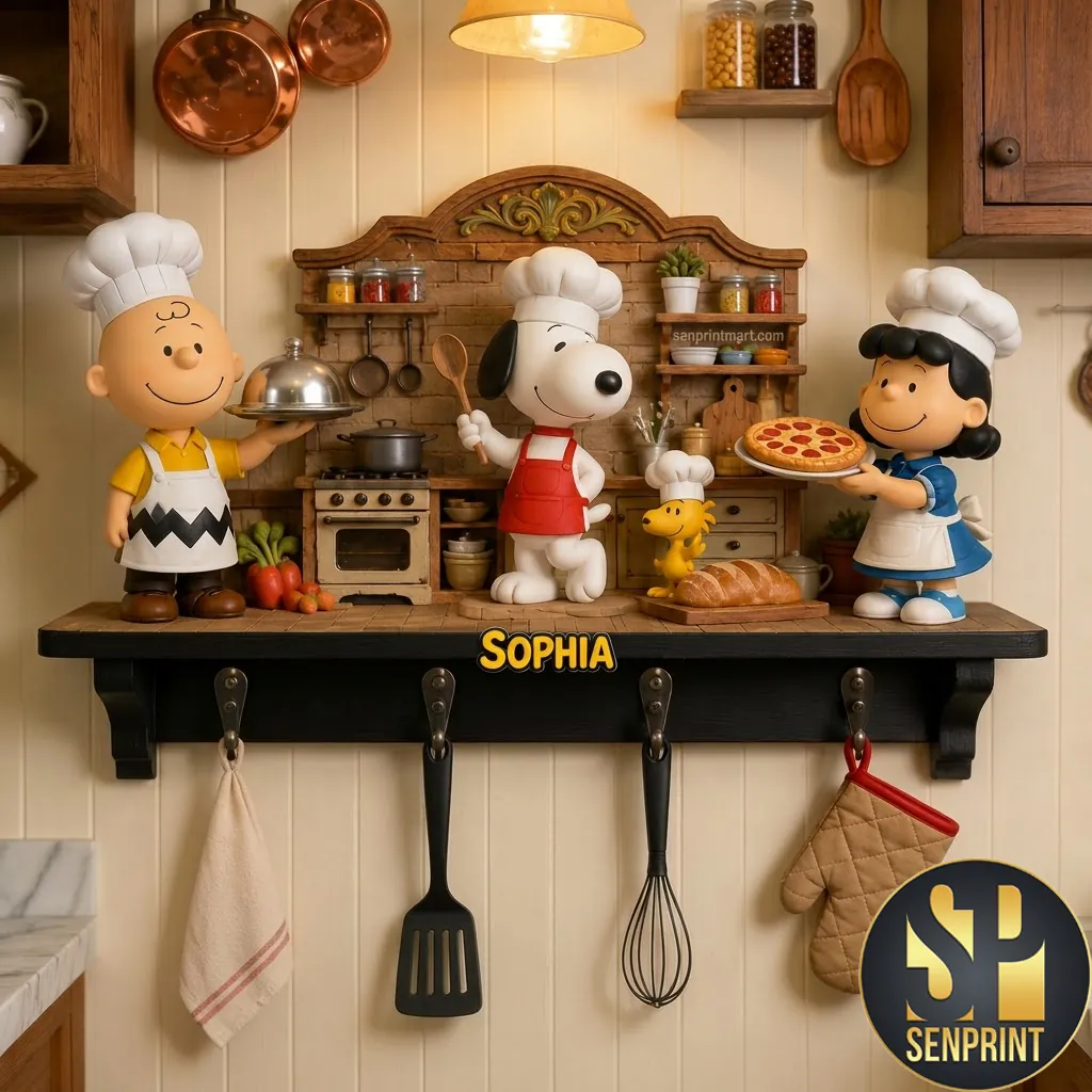 Snoopy and Friends Personalized Chef Kitchen Wall Hook Rack