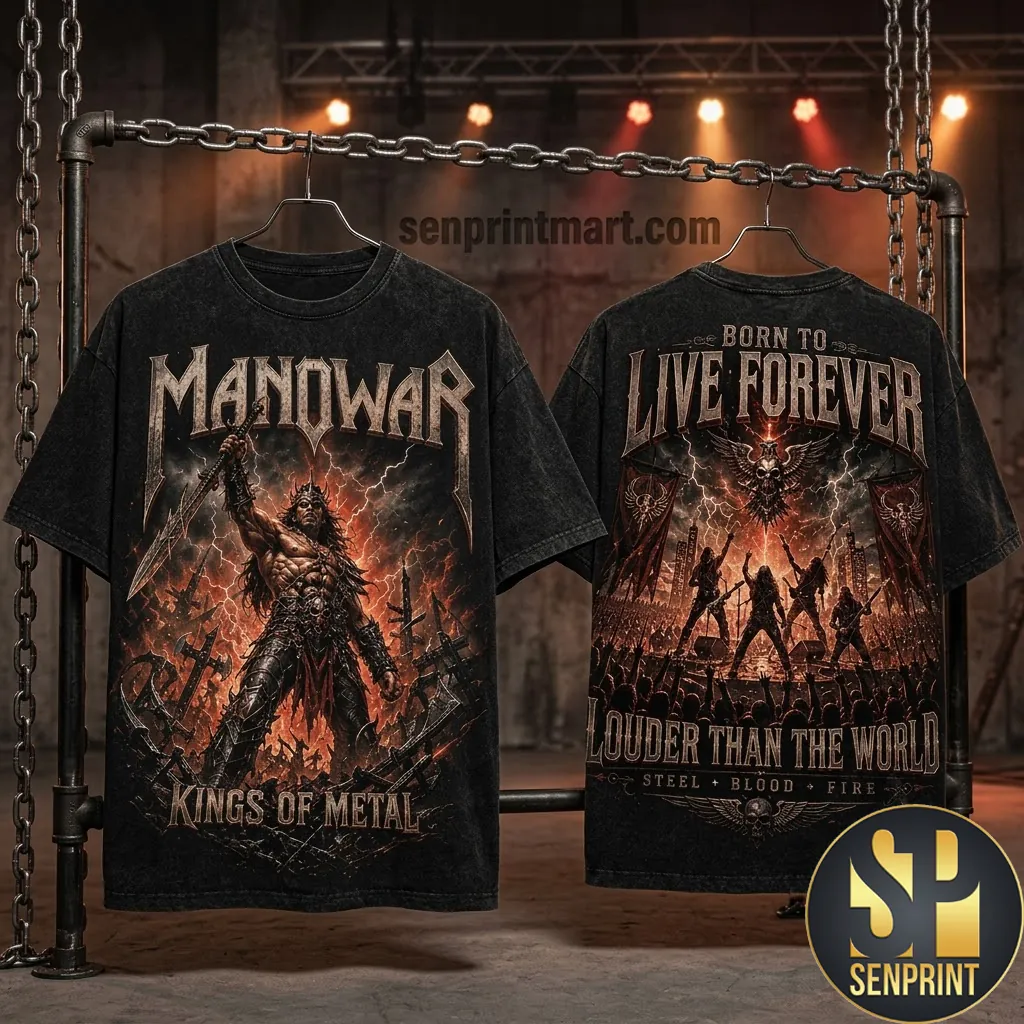 Manowar Kings Of Metal Born To Live Forever 3D Graphic T-Shirt