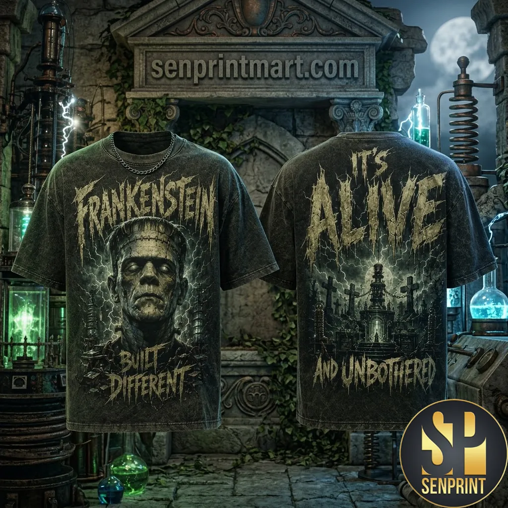 Frankenstein Its Alive Built Different Horror Graphic T-Shirt