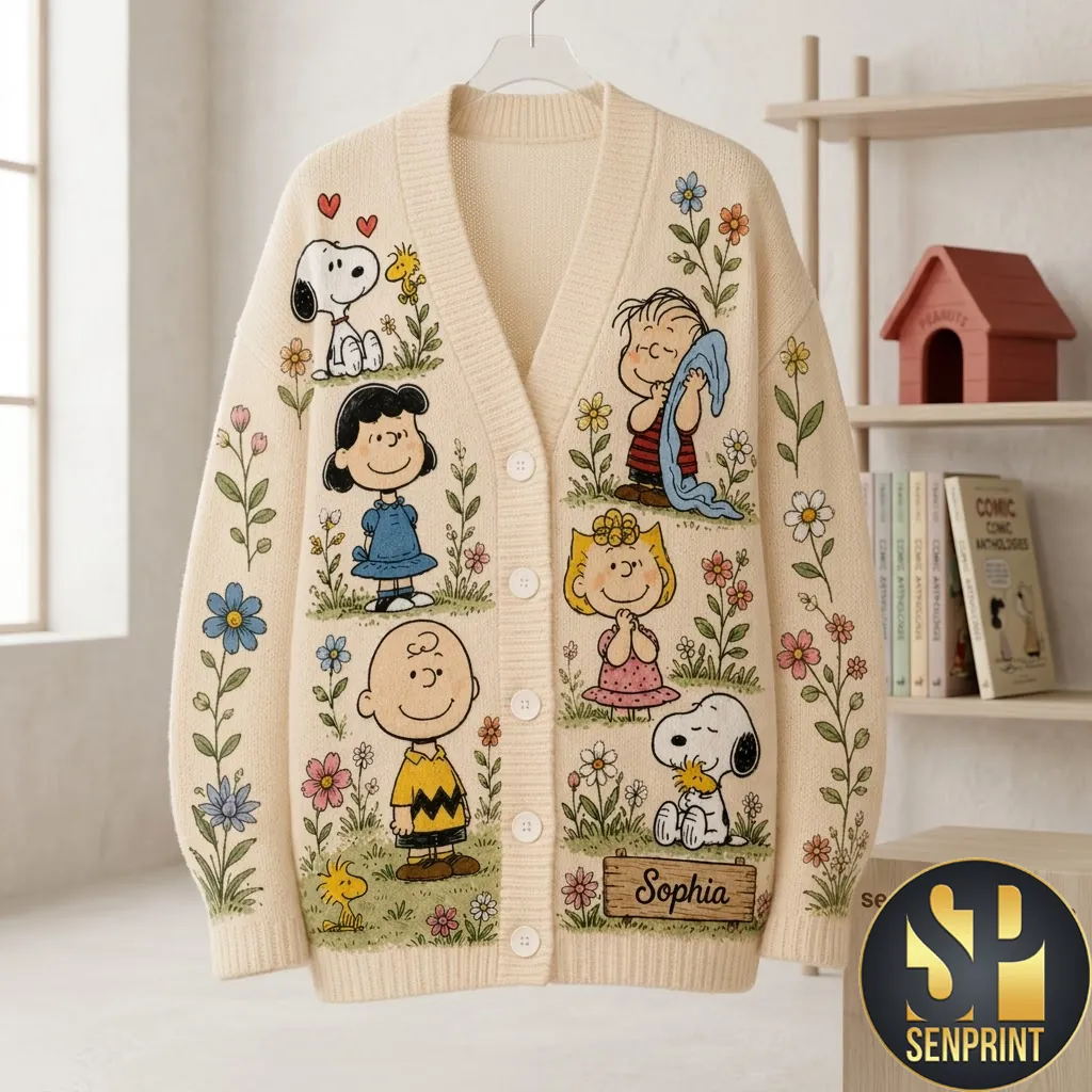 Peanuts Snoopy and Friends Personalized Knitted Cardigan