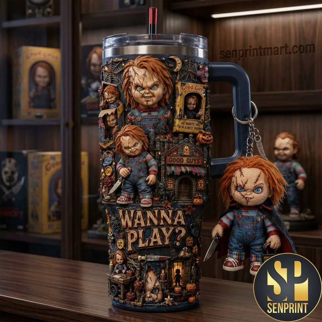 Chucky Wanna Play 3D Horror Movie Character 40oz Tumbler