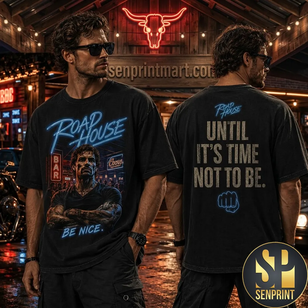 Road House Be Nice Movie Quote Vintage Style Graphic T-Shirt