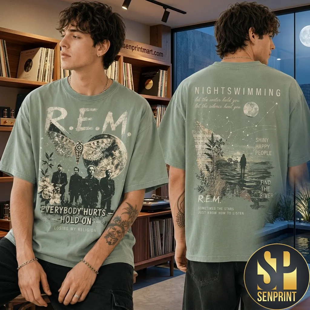 REM Band Nightswimming Everybody Hurts Vintage Style T-Shirt