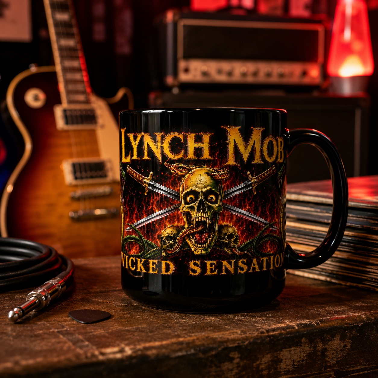 Lynch Mob Wicked Sensation Heavy Metal Rock Band Skull Graphic Black Ceramic Coffee Mug