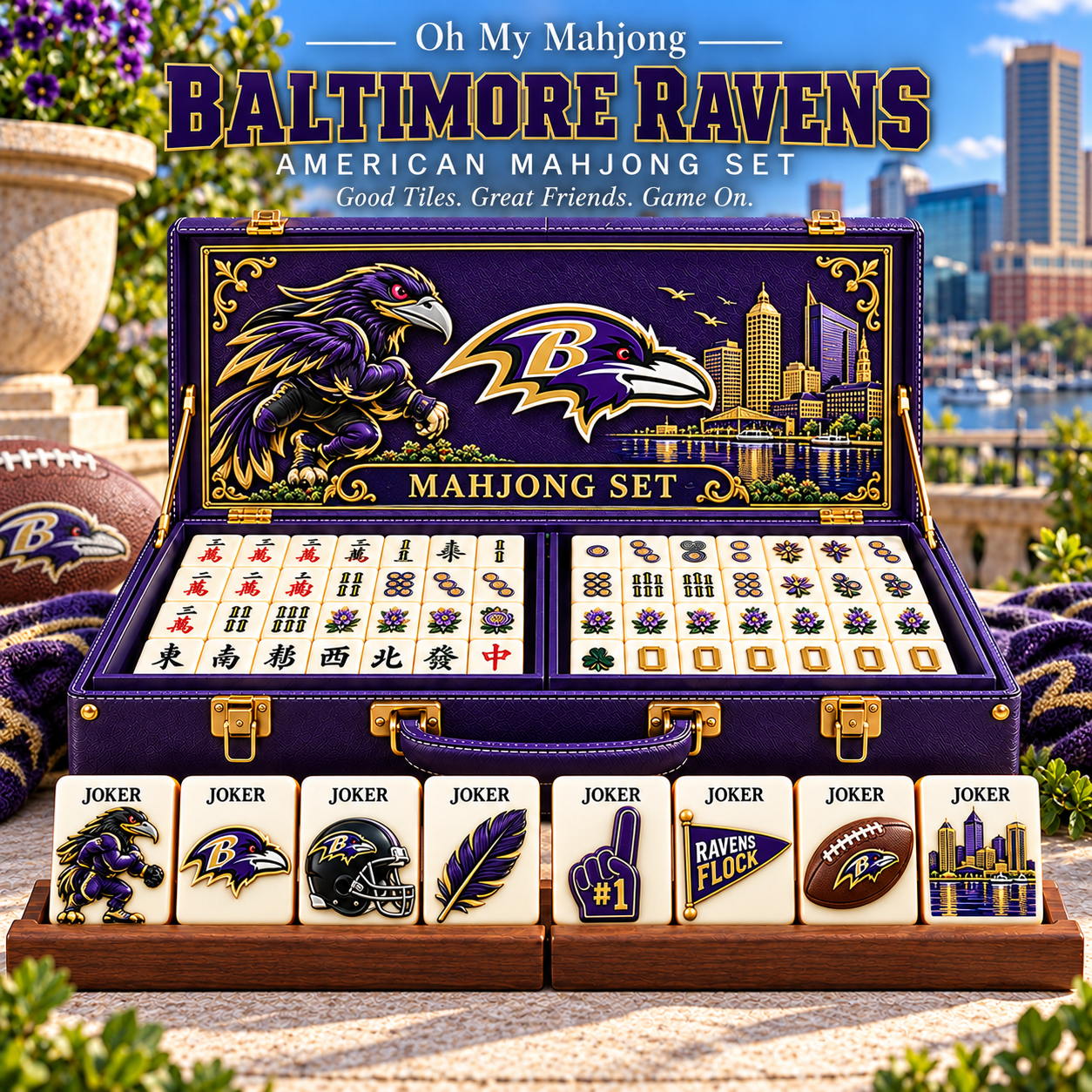 Baltimore Ravens NFL Premium Luxury Game Night Edition American Mahjong Set