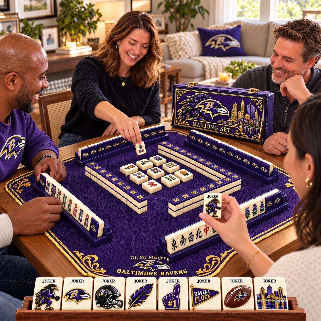 Baltimore Ravens NFL Premium Luxury Game Night Edition American Mahjong Set Baltimore Ravens NFL Premium Luxury Game Night Edition American Mahjong Set