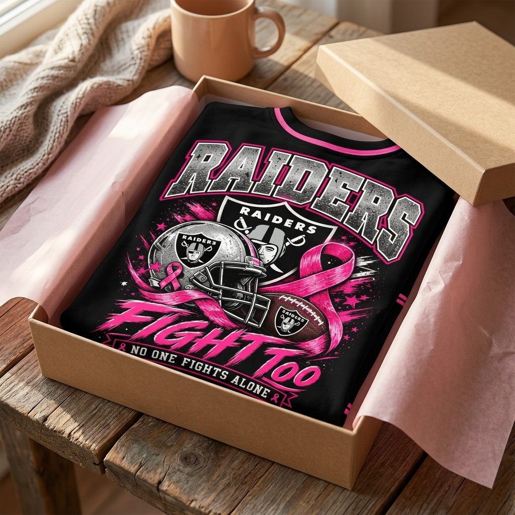 Las Vegas Raiders Breast Cancer Awareness Pink Ribbon Fight Too Graphic T-Shirt Las Vegas Raiders Breast Cancer Awareness Pink Ribbon Fight Too Graphic T-Shirt