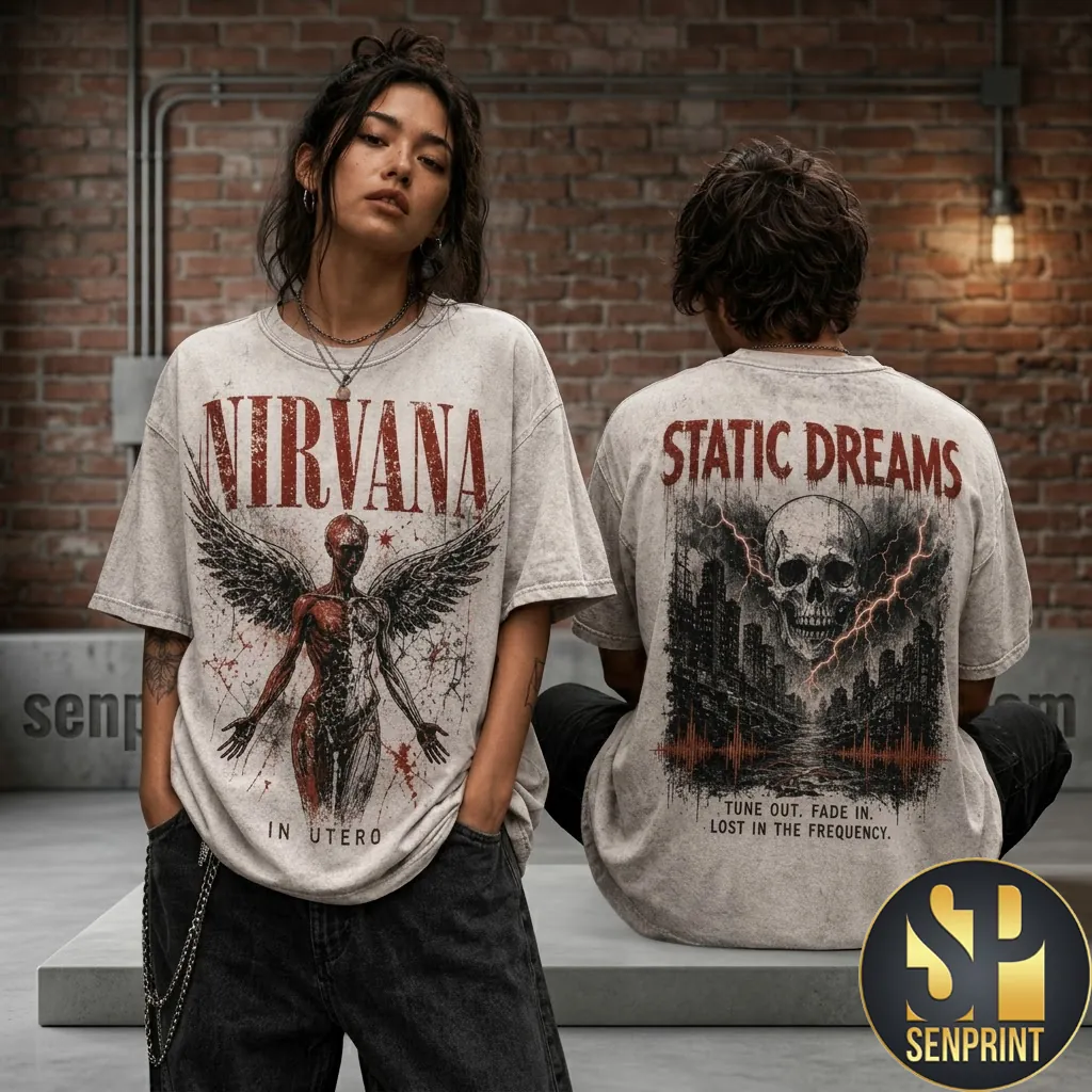 Nirvana In Utero Static Dreams Vintage Style Graphic T-Shirt