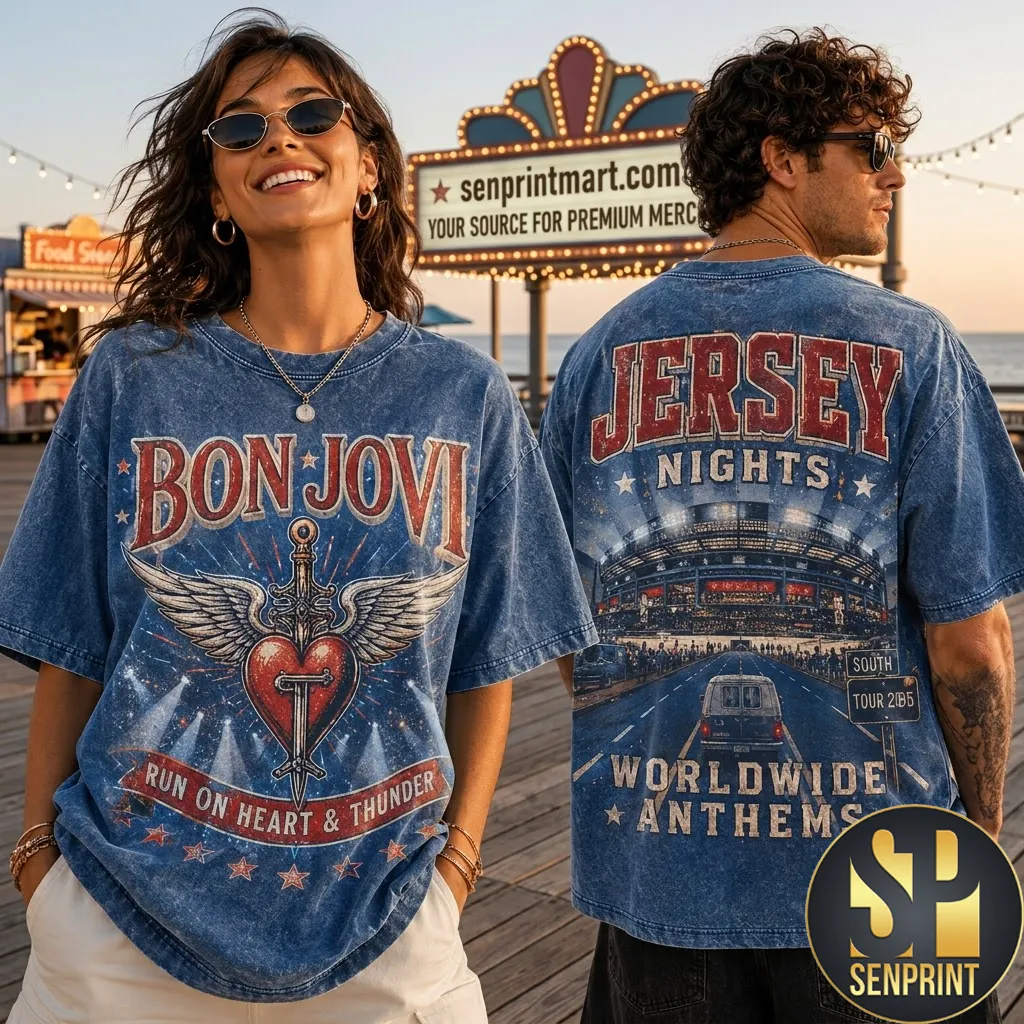 Bon Jovi Jersey Nights Worldwide Anthems Vintage Wash Graphic T-Shirt