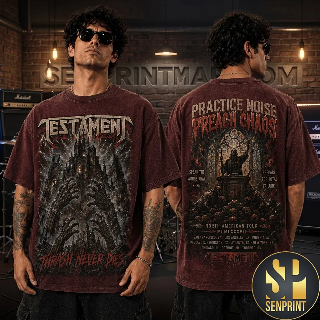 Testament Practice Noise Preach Chaos Vintage Graphic T-Shirt