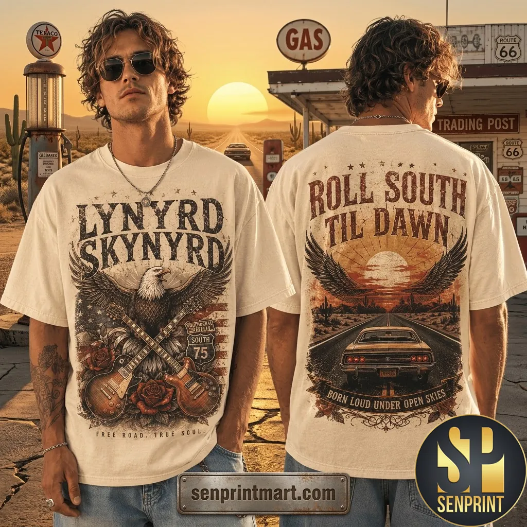 Lynyrd Skynyrd Roll South Til Dawn Vintage Graphic T-Shirt