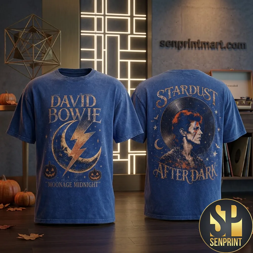 David Bowie Stardust After Dark Moonage Midnight Vintage Style T-Shirt