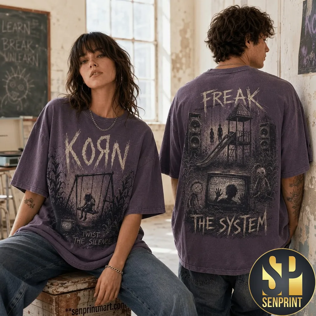 Korn Freak The System Vintage Style Graphic T-Shirt