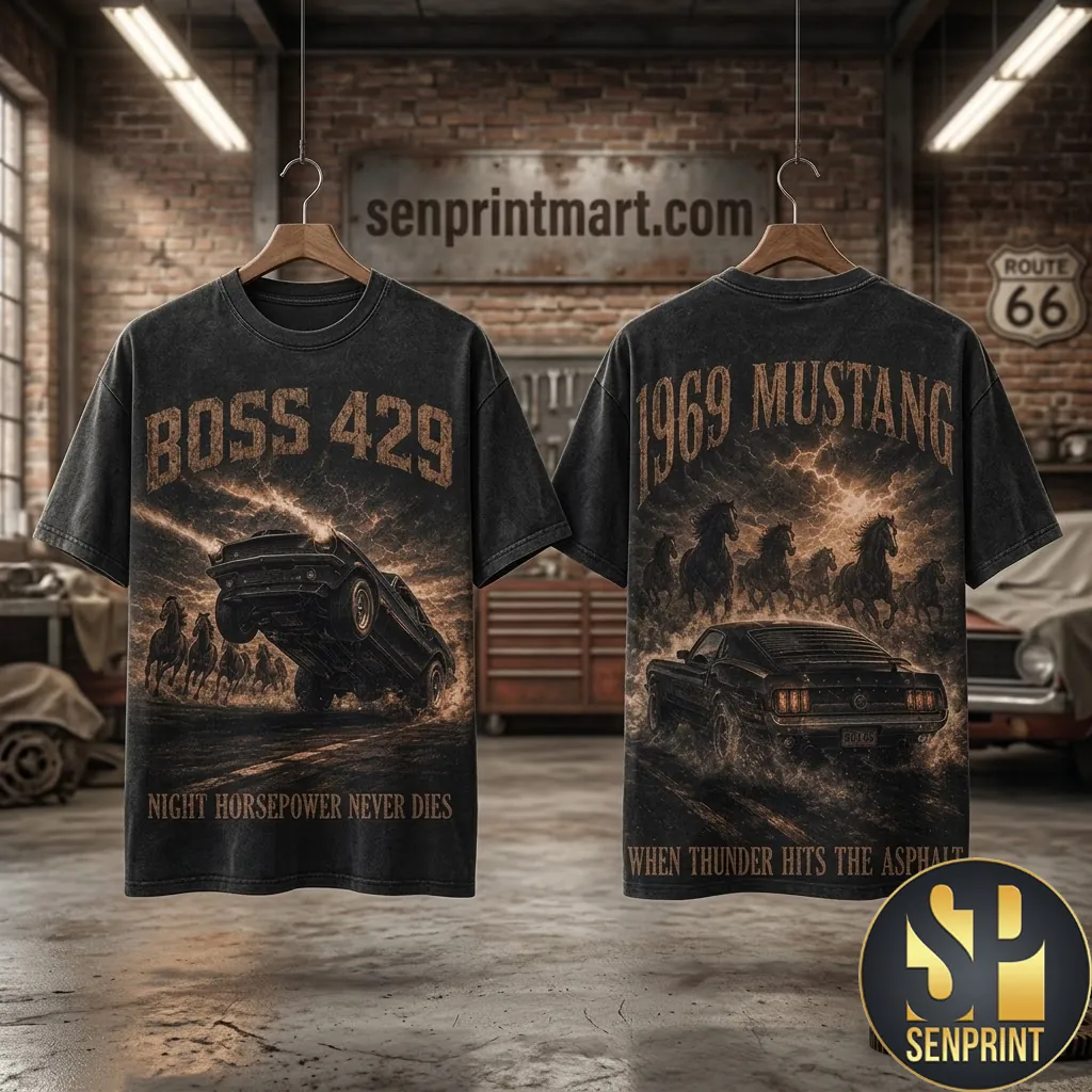 1969 Ford Mustang Boss 429 Thunder Run Vintage Graphic T-Shirt