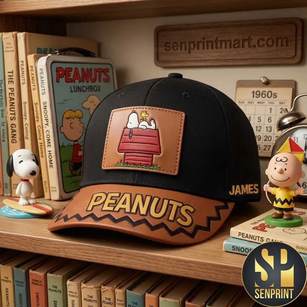 Peanuts Snoopy Doghouse Personalized Vintage Style Baseball Cap