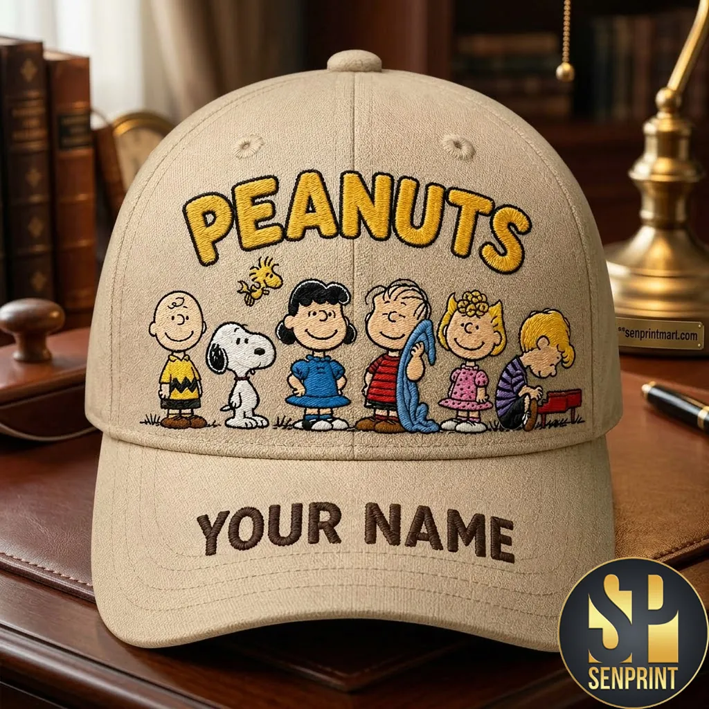Peanuts Characters Personalized Embroidered Beige Baseball Cap