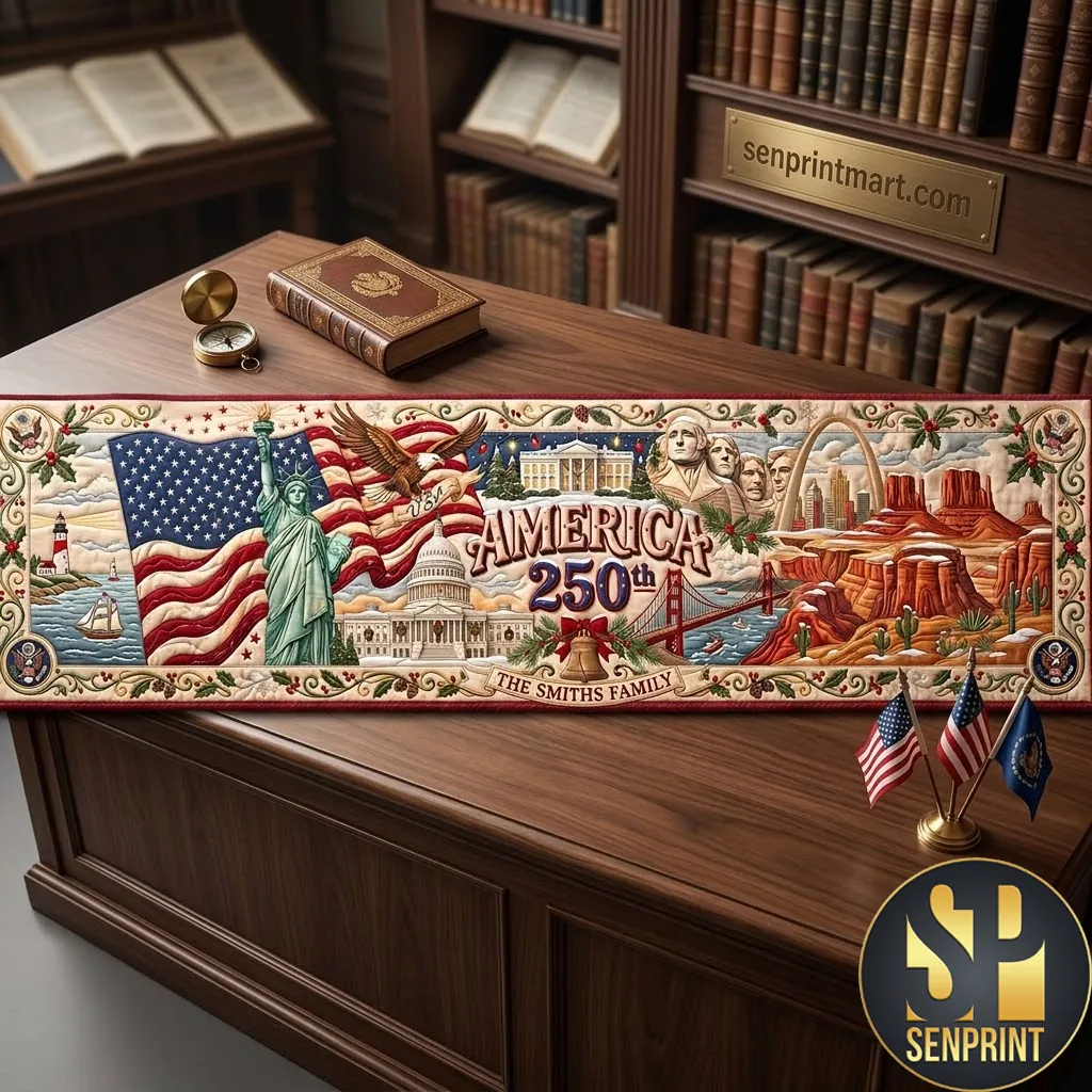 Personalized America 250th Anniversary Quilted Table Runner