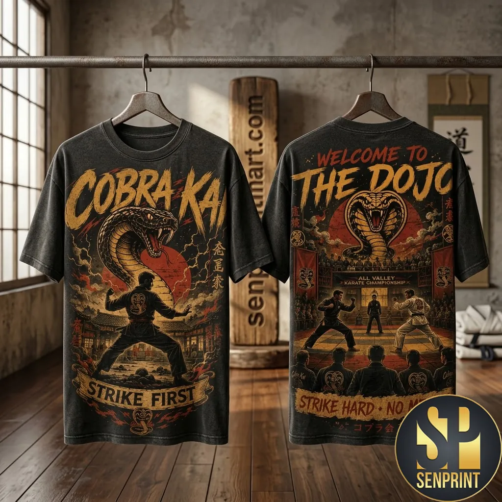 Cobra Kai Strike First Welcome To The Dojo Graphic T-Shirt
