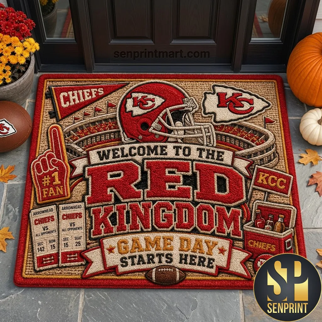 Kansas City Chiefs Red Kingdom Game Day Welcome Door Mat