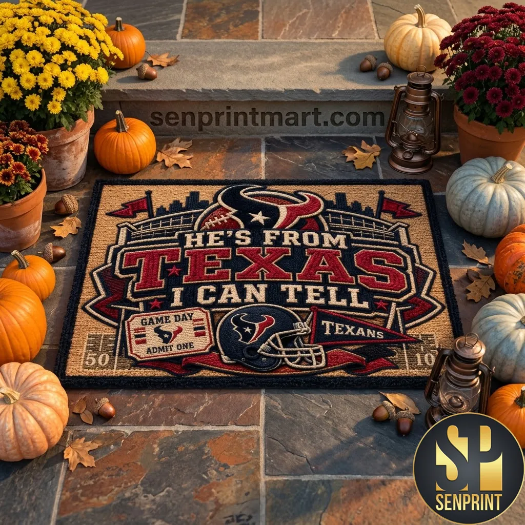 Houston Texans He’s From Texas NFL Football Fan Door Mat
