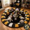 Pittsburgh Steelers Halloween 3D Illusion Quilted Round Rug Pittsburgh Steelers Halloween 3D Illusion Quilted Round Rug