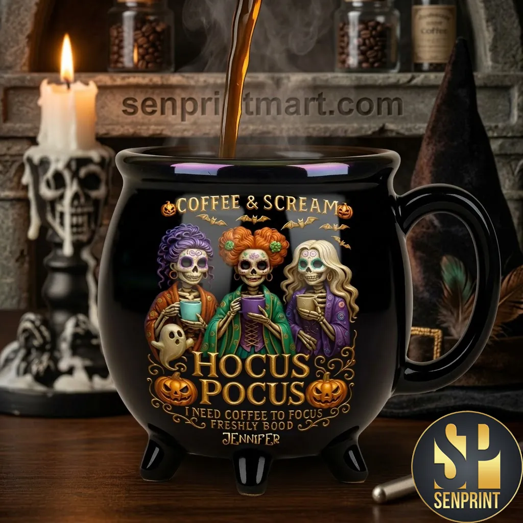 Three Spooky Sisters Hocus Pocus Personalized Cauldron Mug