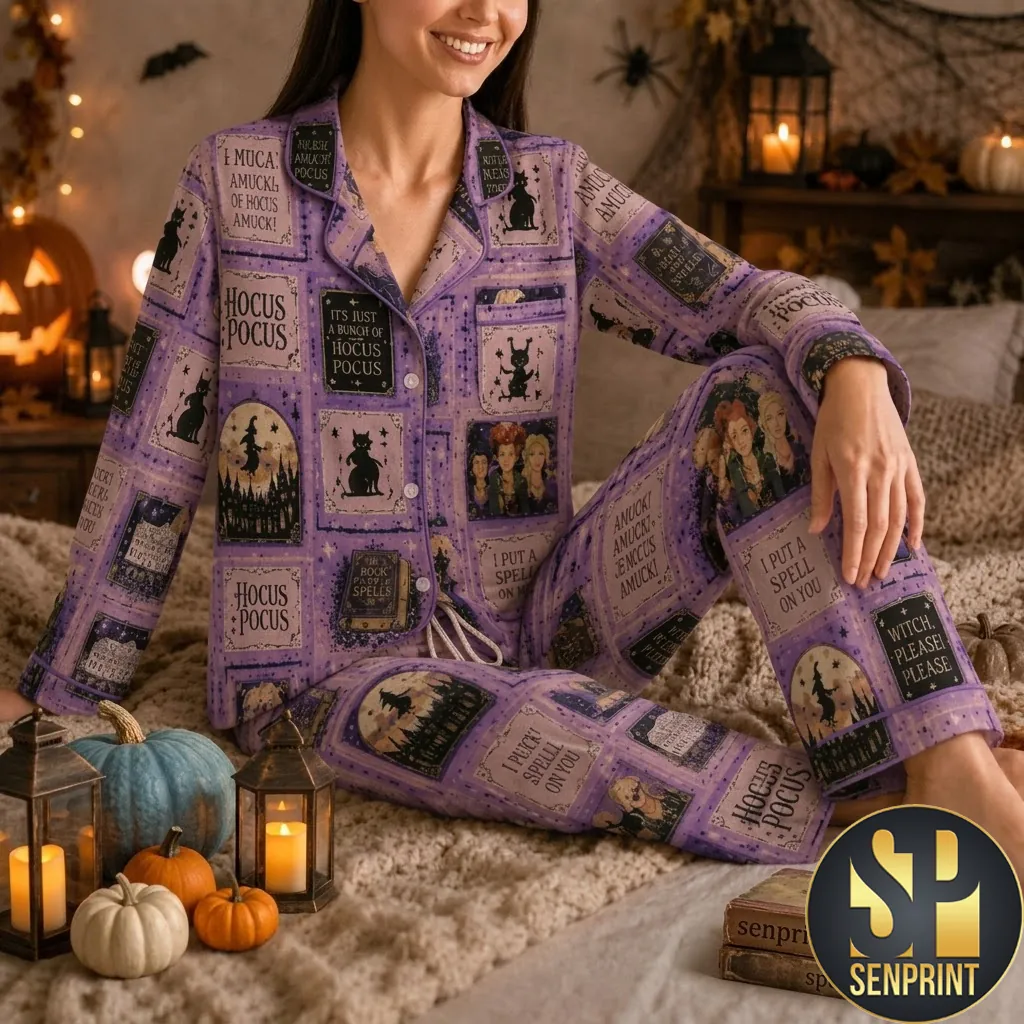 Hocus Pocus Movie Theme Halloween Print Pajamas Set