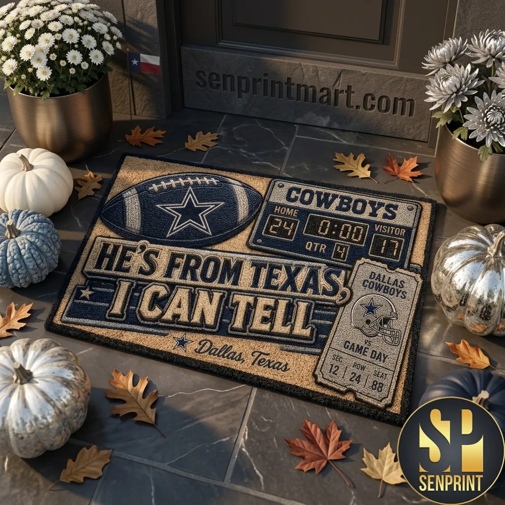Dallas Cowboys He Is From Texas Football Fan Door Mat