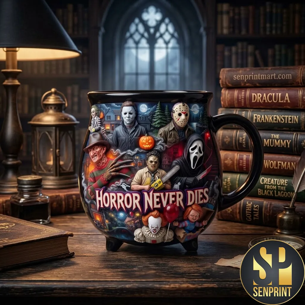 Horror Never Dies Halloween Villain Ceramic Cauldron Mug