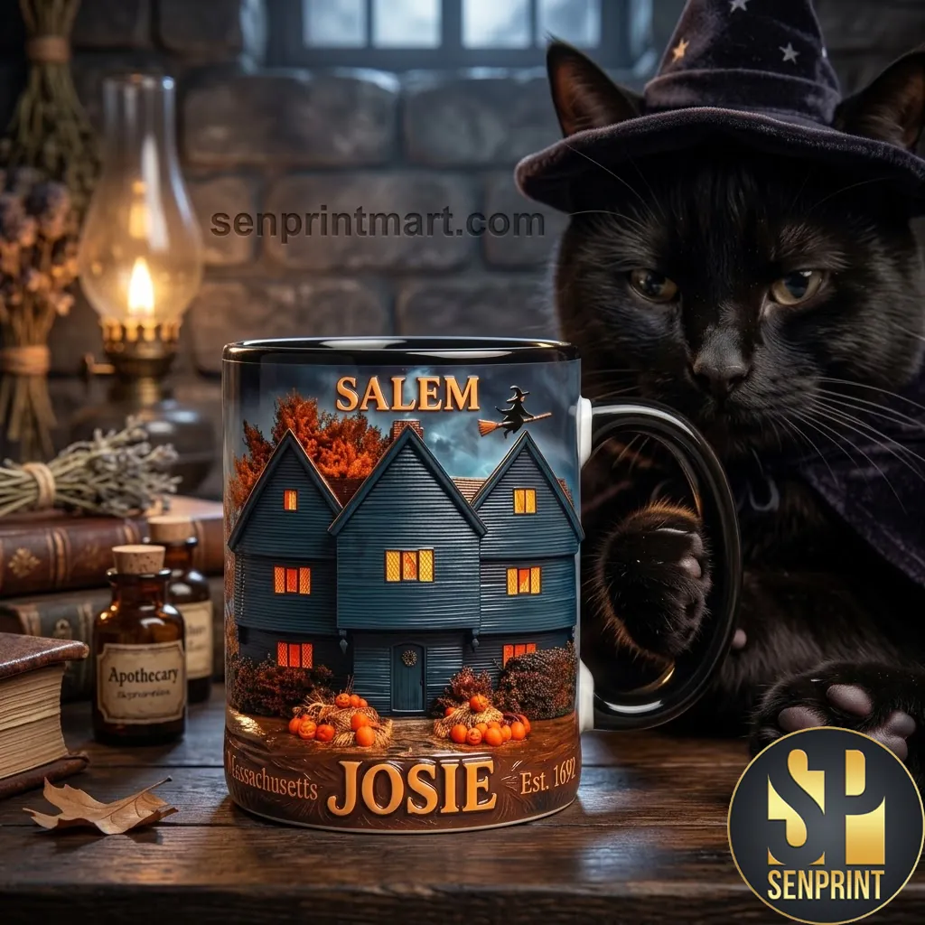 Salem Witch House Personalized Halloween Coffee Mug
