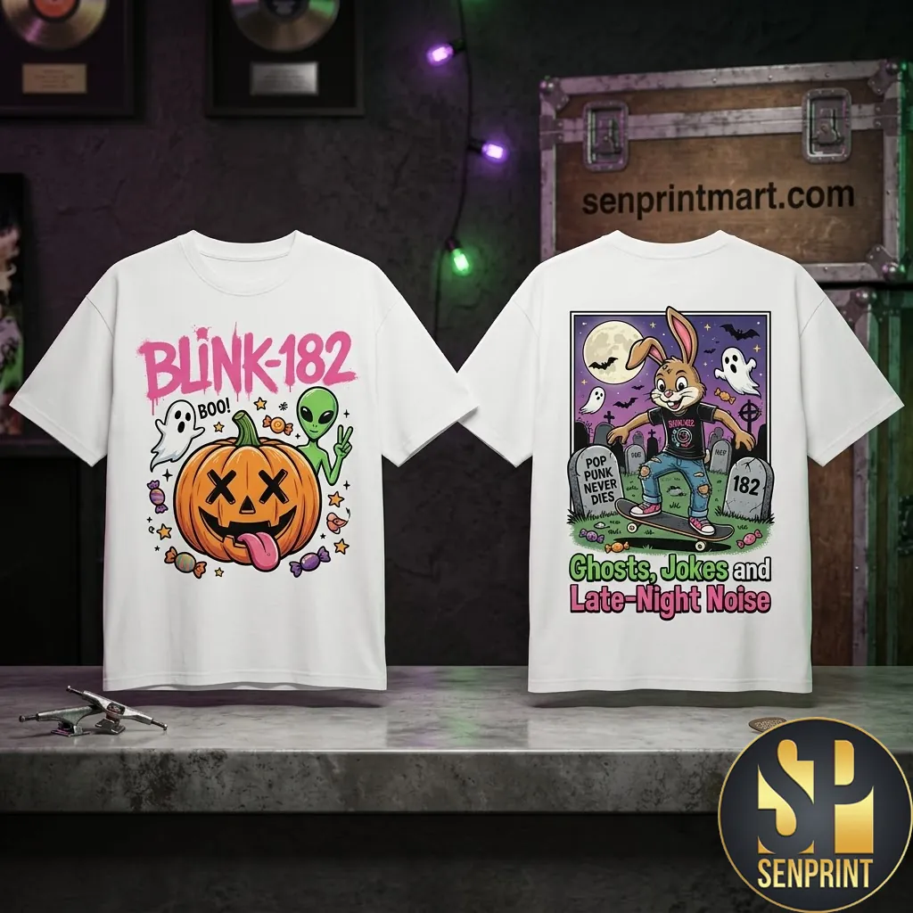Blink-182 Ghosts Jokes And Late-Night Noise Halloween Graphic T-Shirt