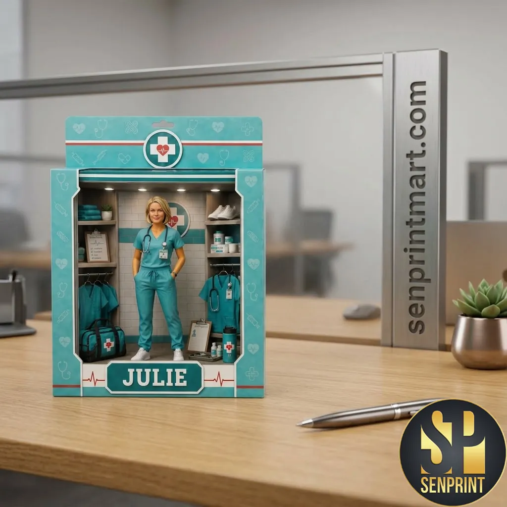 Personalized Nurse Action Figure Custom Healthcare Worker Desk Plaque
