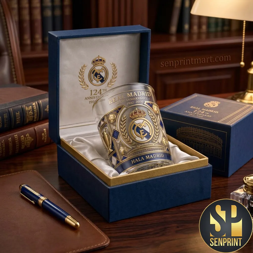 Real Madrid 124th Anniversary Commemorative Whiskey Glass