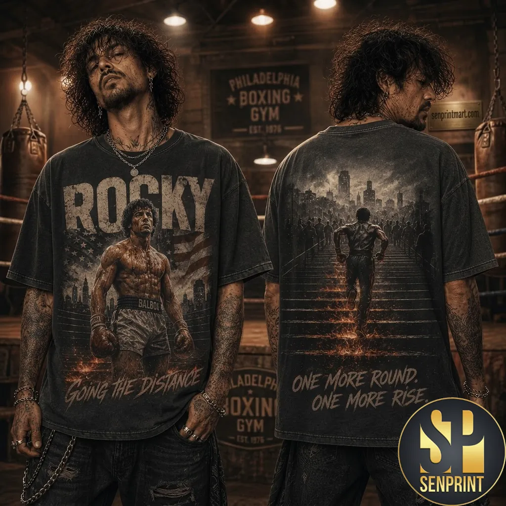 Rocky Balboa Going The Distance Vintage Style Graphic T-Shirt