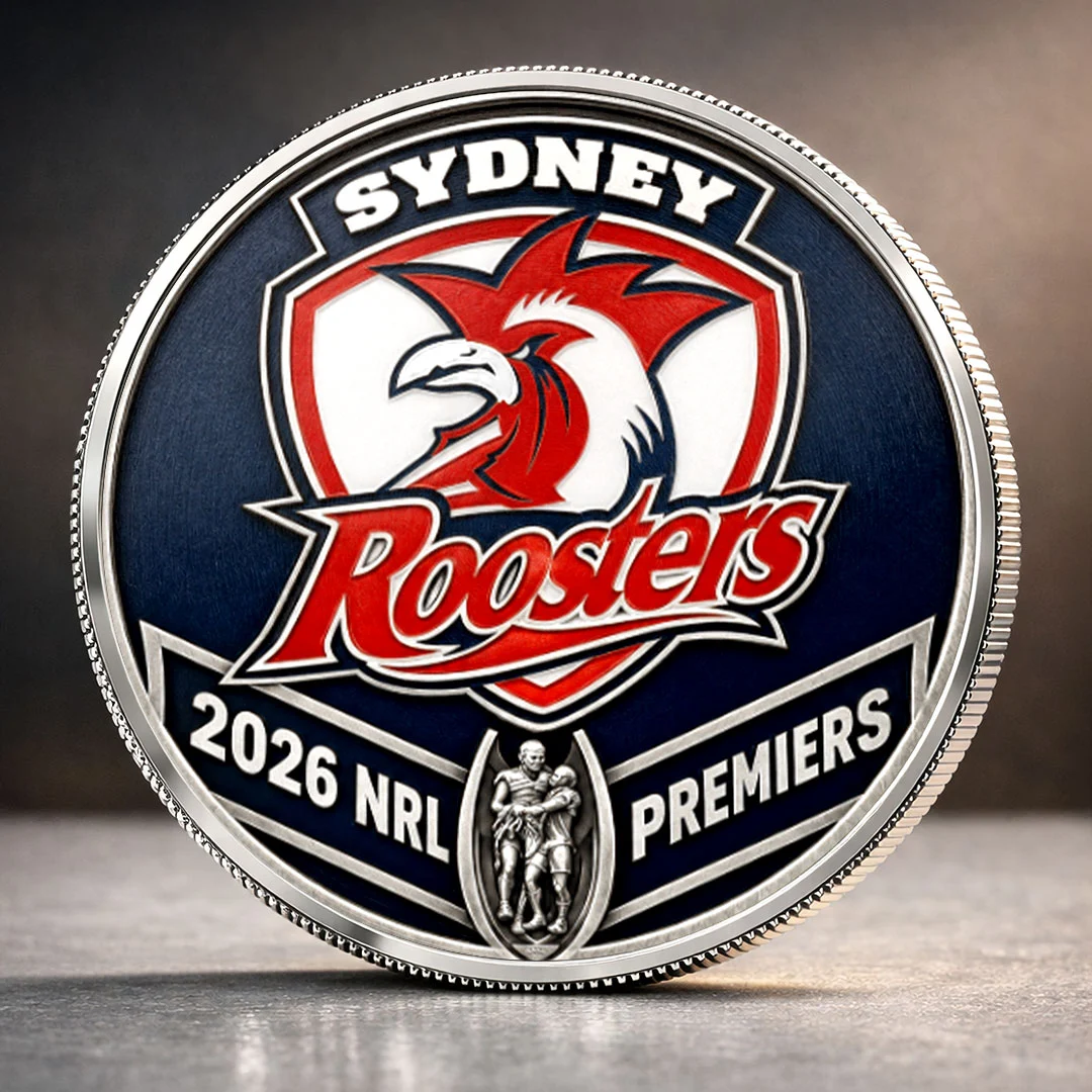 Sydney Roosters 2026 NRL Premiers Gold Plated Championship Memorabilia Commemorative Coin Sydney Roosters 2026 NRL Premiers Gold Plated Championship Memorabilia Commemorative Coin