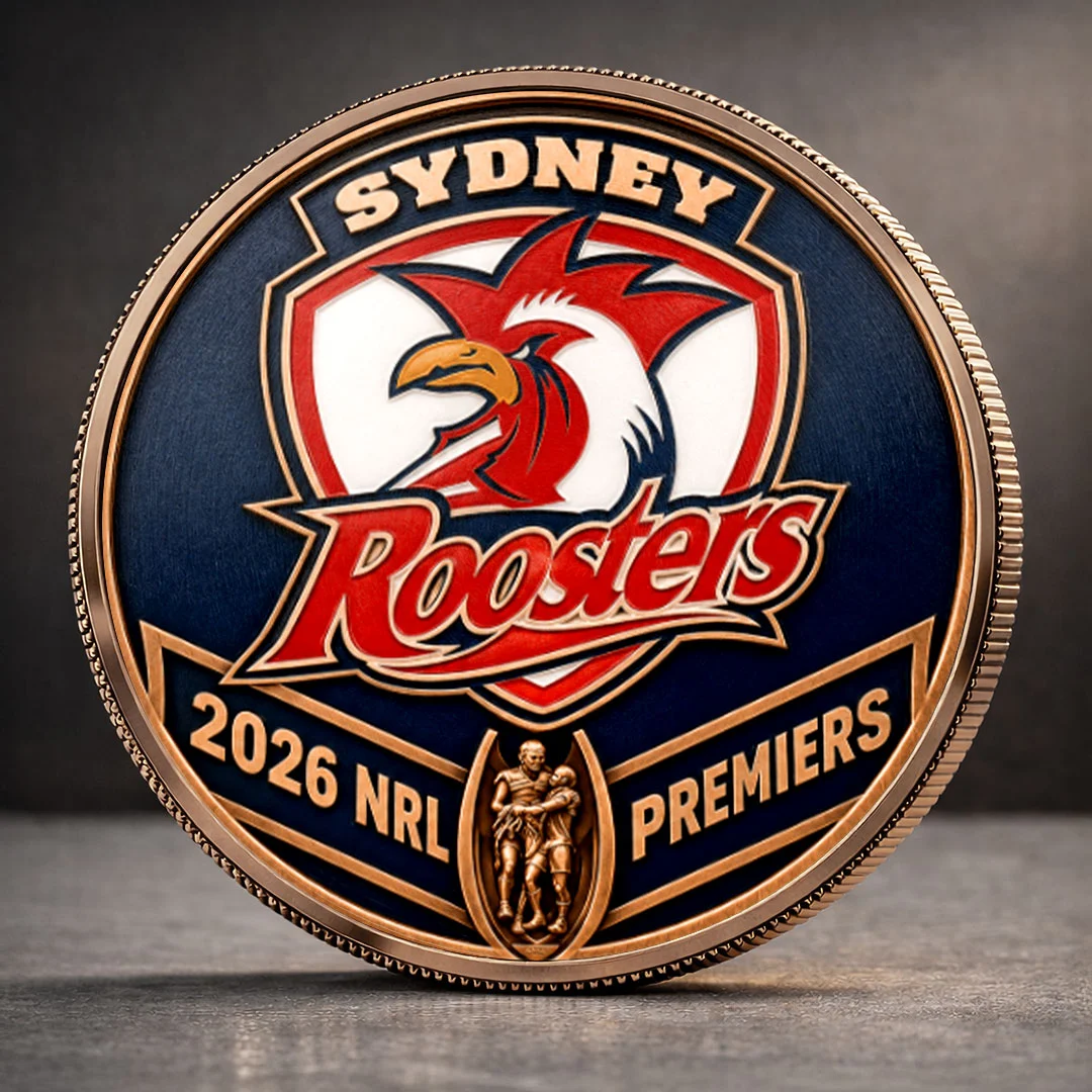 Sydney Roosters 2026 NRL Premiers Gold Plated Championship Memorabilia Commemorative Coin Sydney Roosters 2026 NRL Premiers Gold Plated Championship Memorabilia Commemorative Coin