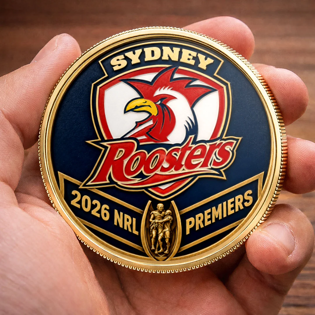 Sydney Roosters 2026 NRL Premiers Gold Plated Championship Memorabilia Commemorative Coin Sydney Roosters 2026 NRL Premiers Gold Plated Championship Memorabilia Commemorative Coin