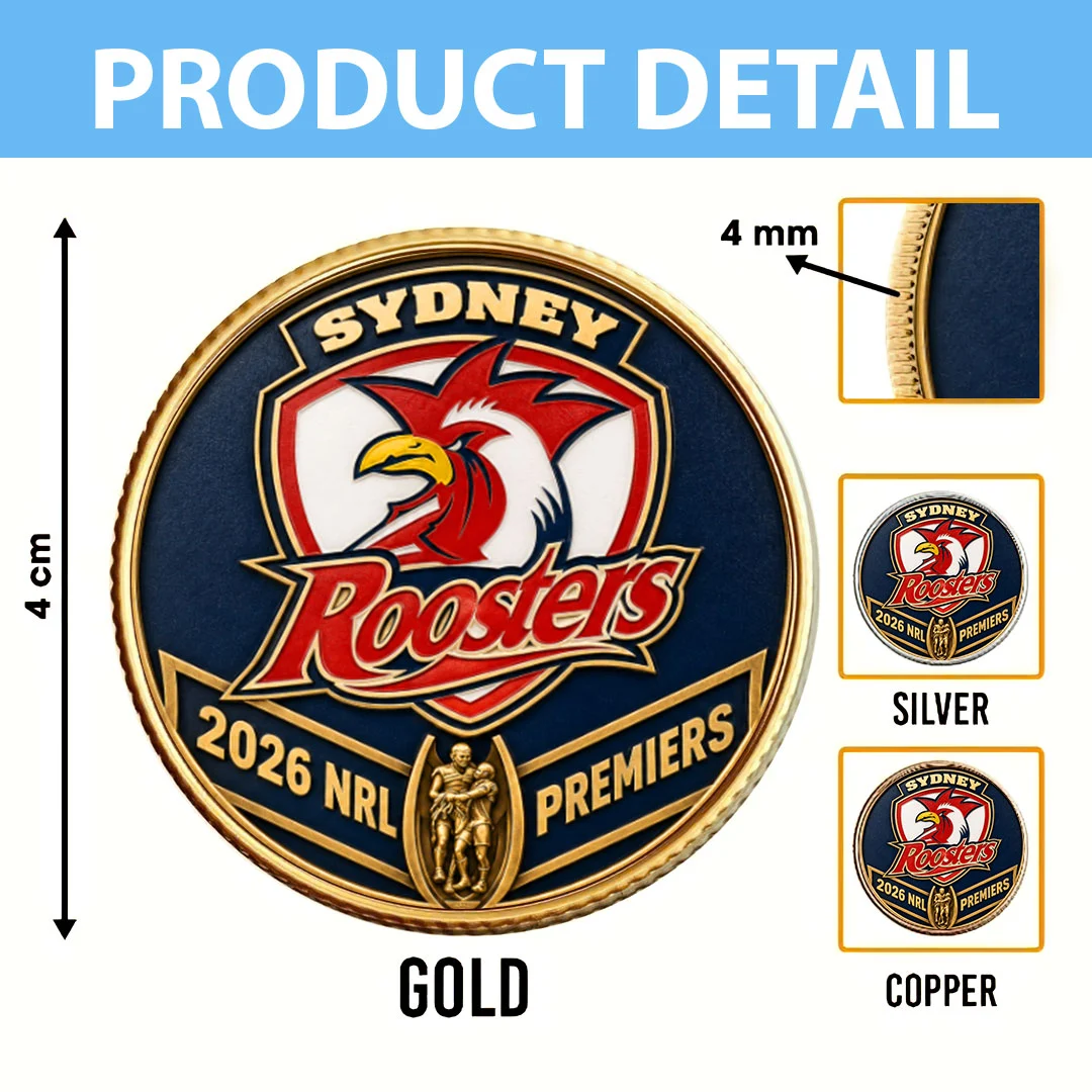 Sydney Roosters 2026 NRL Premiers Gold Plated Championship Memorabilia Commemorative Coin Sydney Roosters 2026 NRL Premiers Gold Plated Championship Memorabilia Commemorative Coin