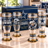 Dallas Cowboys Premium Gold Rimmed Collector's Edition America's Team Gift Boxed Pilsner Glass Set