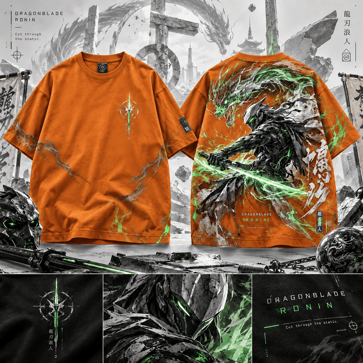 Genji Dragonblade Ronin Japanese Cyberpunk Samurai Streetwear Graphic T-Shirt Genji Dragonblade Ronin Japanese Cyberpunk Samurai Streetwear Graphic T-Shirt