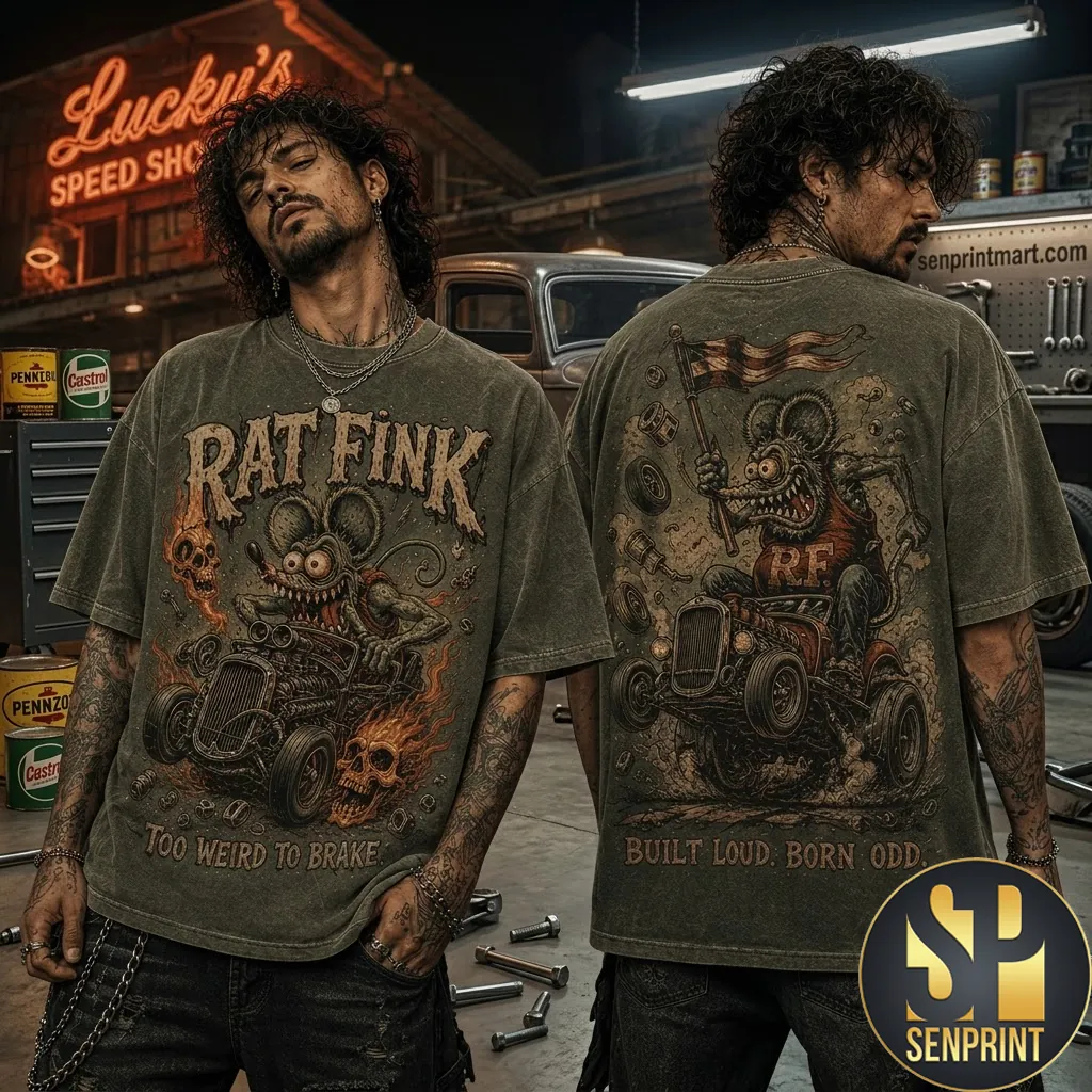 Rat Fink Born Odd Too Weird To Brake Graphic T-Shirt