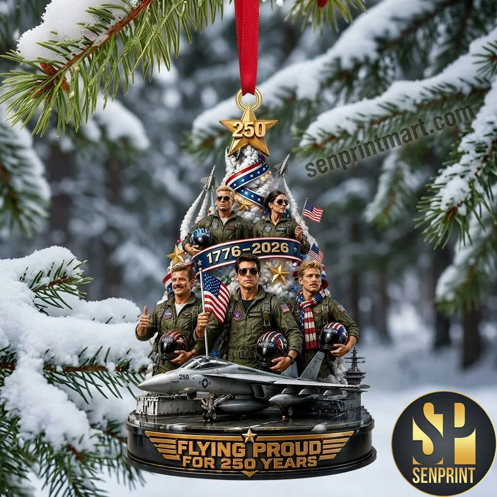 Flying Proud 250 Years 1776-2026 Fighter Pilot Christmas Ornament