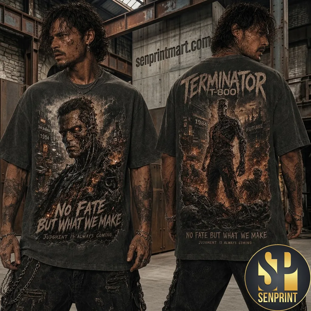 Terminator T-800 No Fate Vintage Graphic 3D T-Shirt