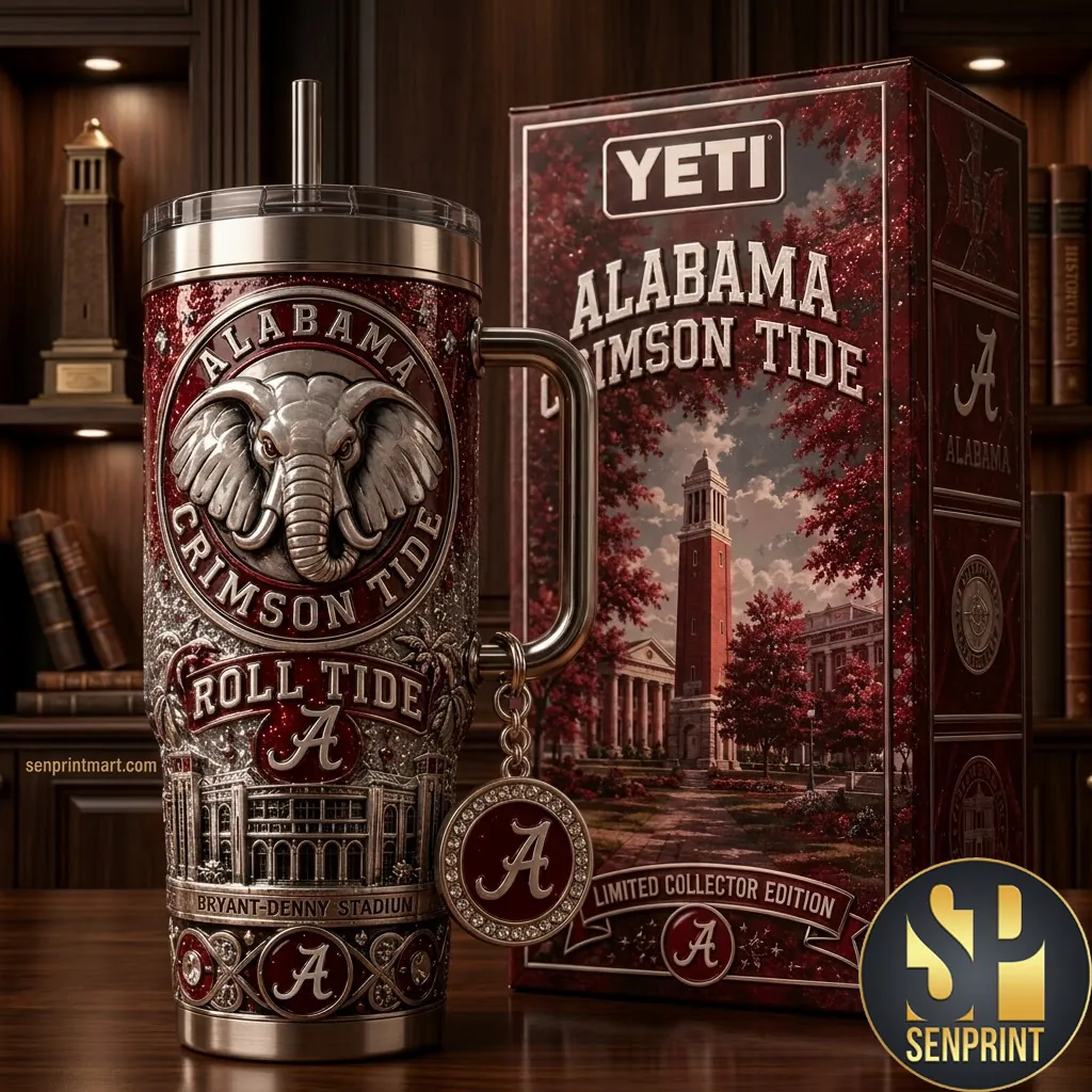 Alabama Crimson Tide 40oz Premium 3D Stainless Steel Tumbler