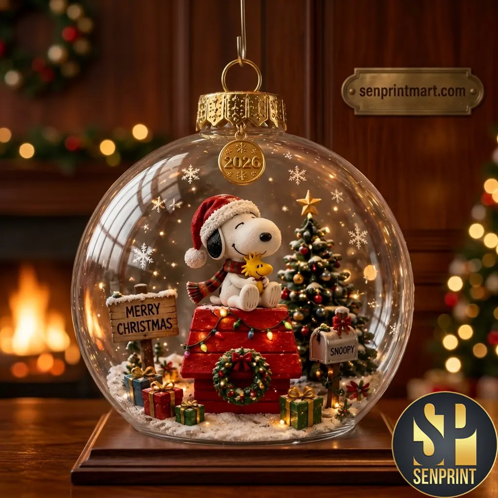 Snoopy Merry Christmas 2026 Commemorative Glass Ball Ornament